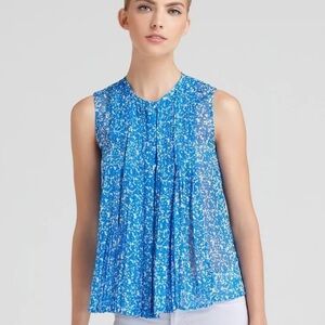 Diane Von Furstenburg Women's Isreal Silk Printed Sleeveless Sheer Top Size 8